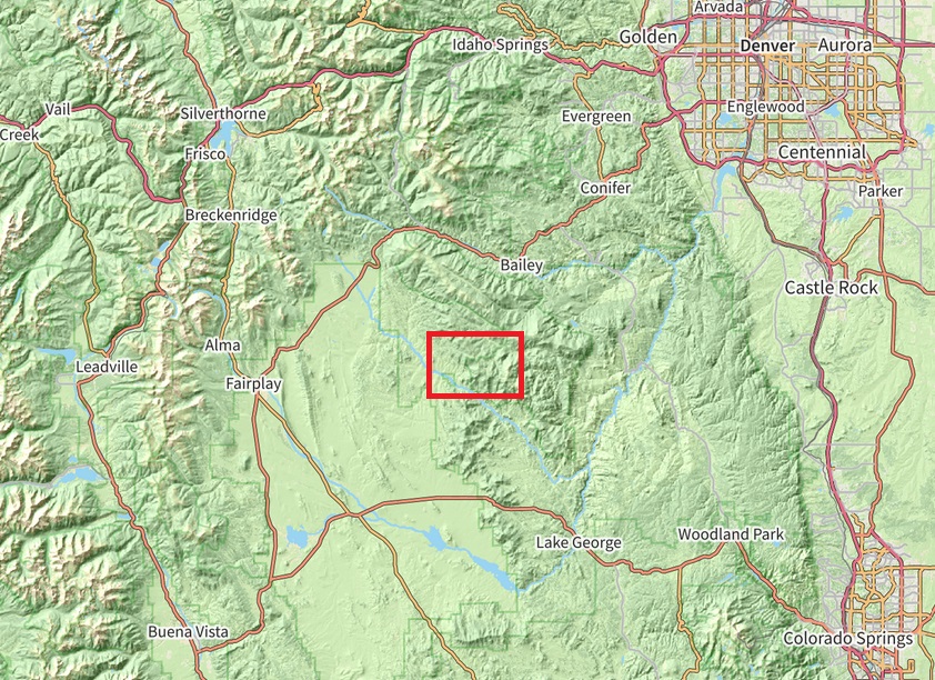Figure 2: The location of the Tarryall Mountains